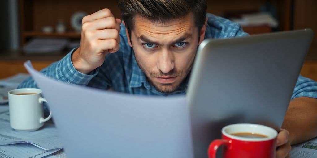 Pessoa confusa a olhar para o computador.