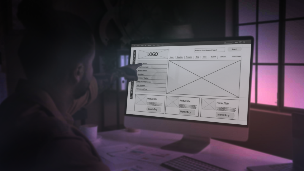 web designer a criar mockup de site profissional